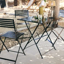 Chaise de jardin pliante en acier - noir