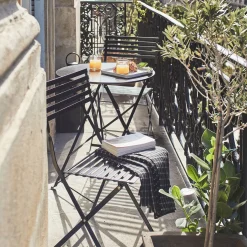 Chaise de jardin pliante en acier - noir