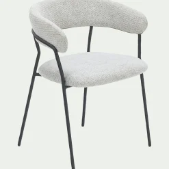 Chaise de repas avec accoudoirs en tissu - beige