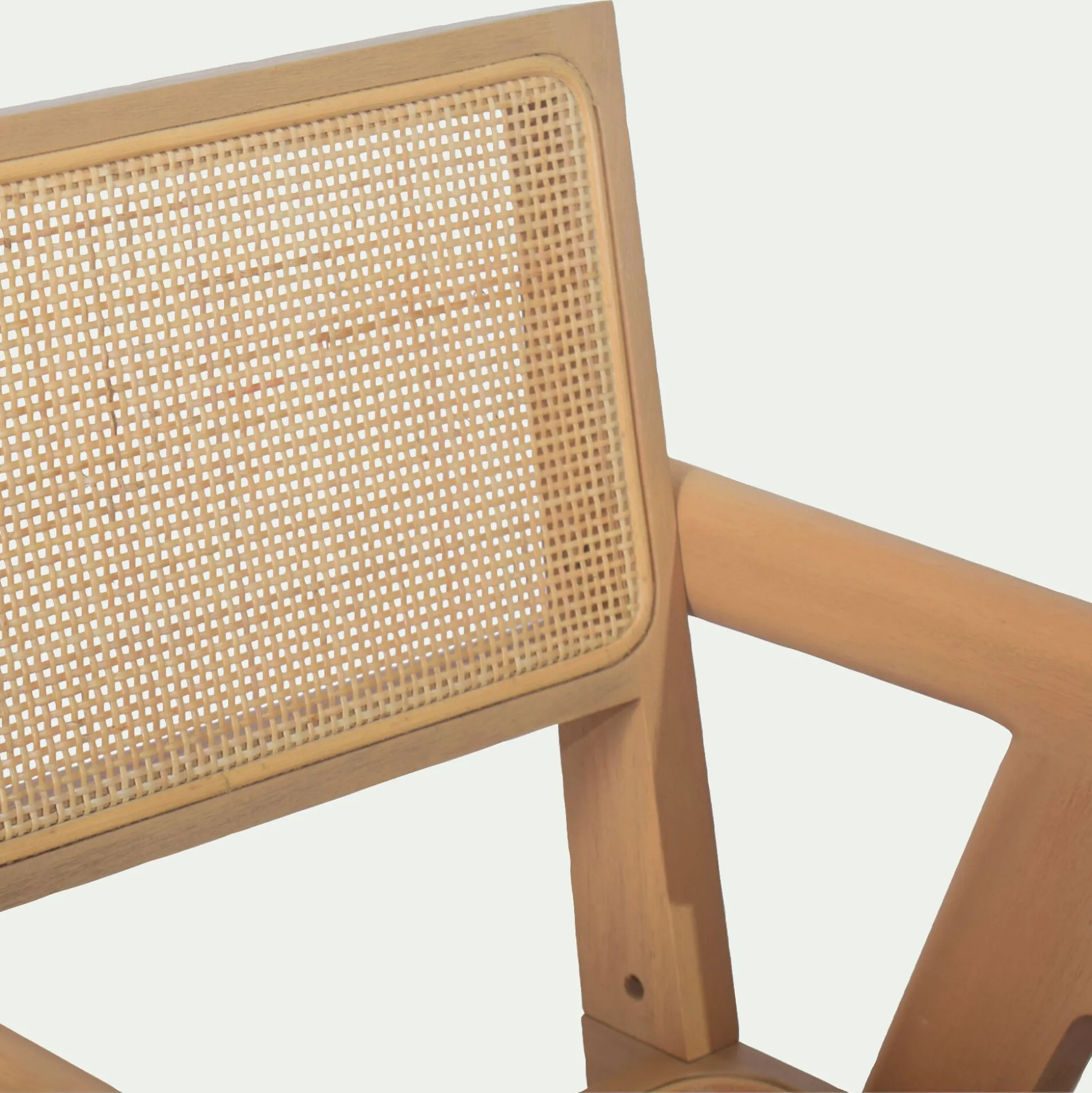 Chaise de repas avec accoudoirs en acajou et cannage - bois clair