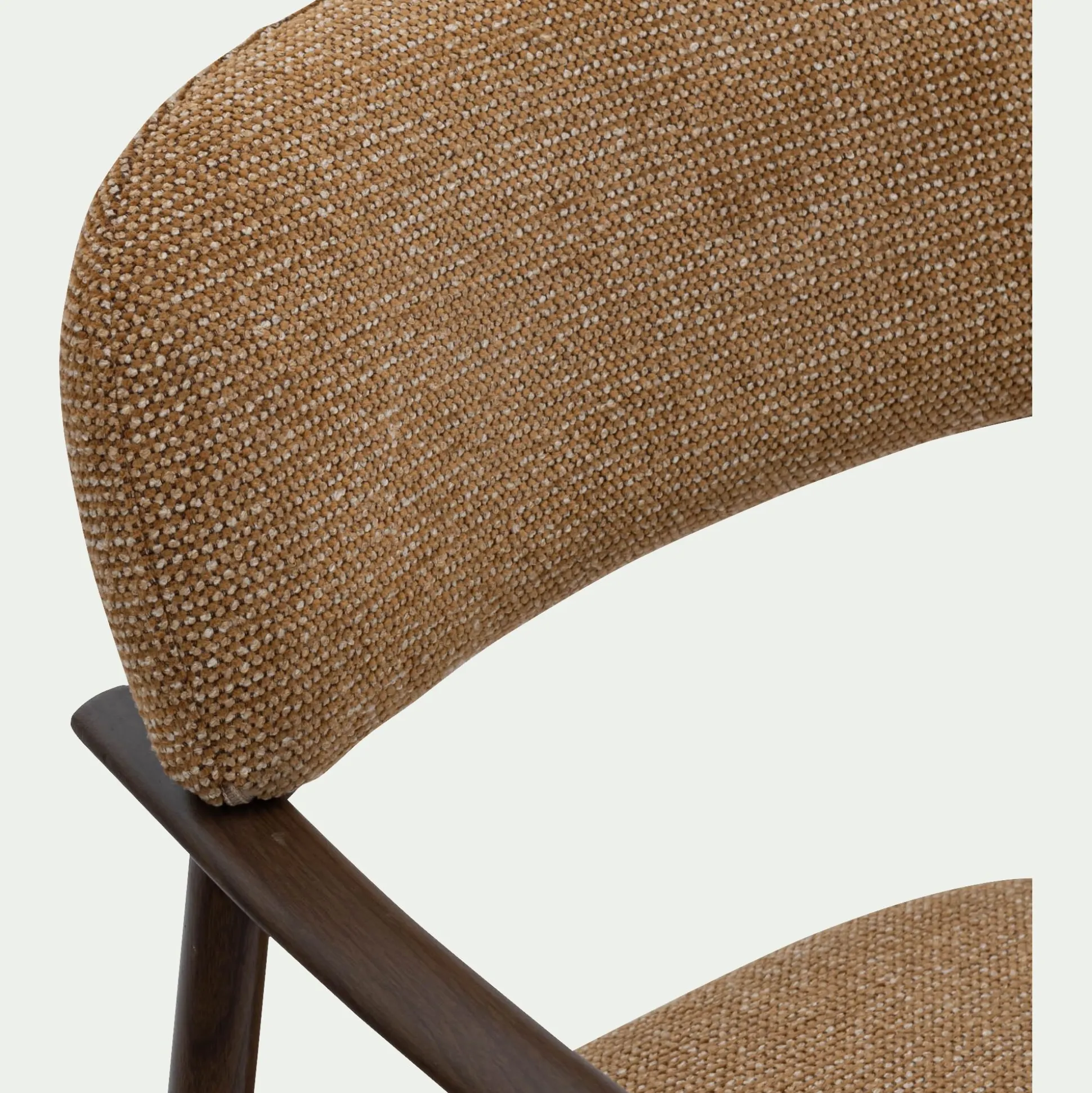 Chaise de repas avec accoudoirs en tissu et acier - brun châtaignier