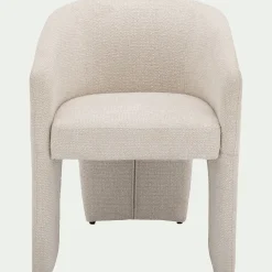 Chaise de repas contemporaine avec accoudoirs en tissu - beige