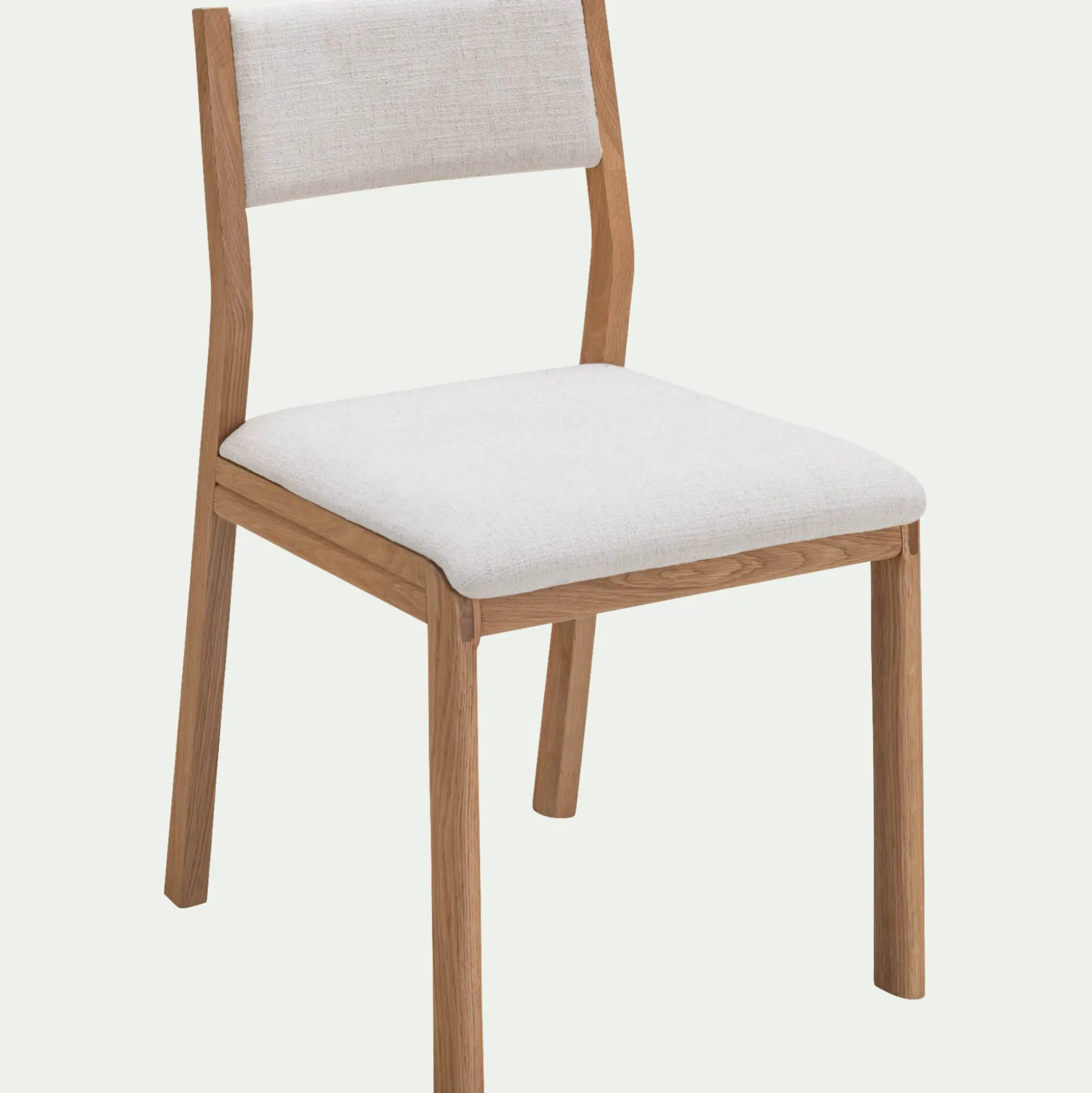 Chaise de repas en chêne massif et tissu - blanc écru