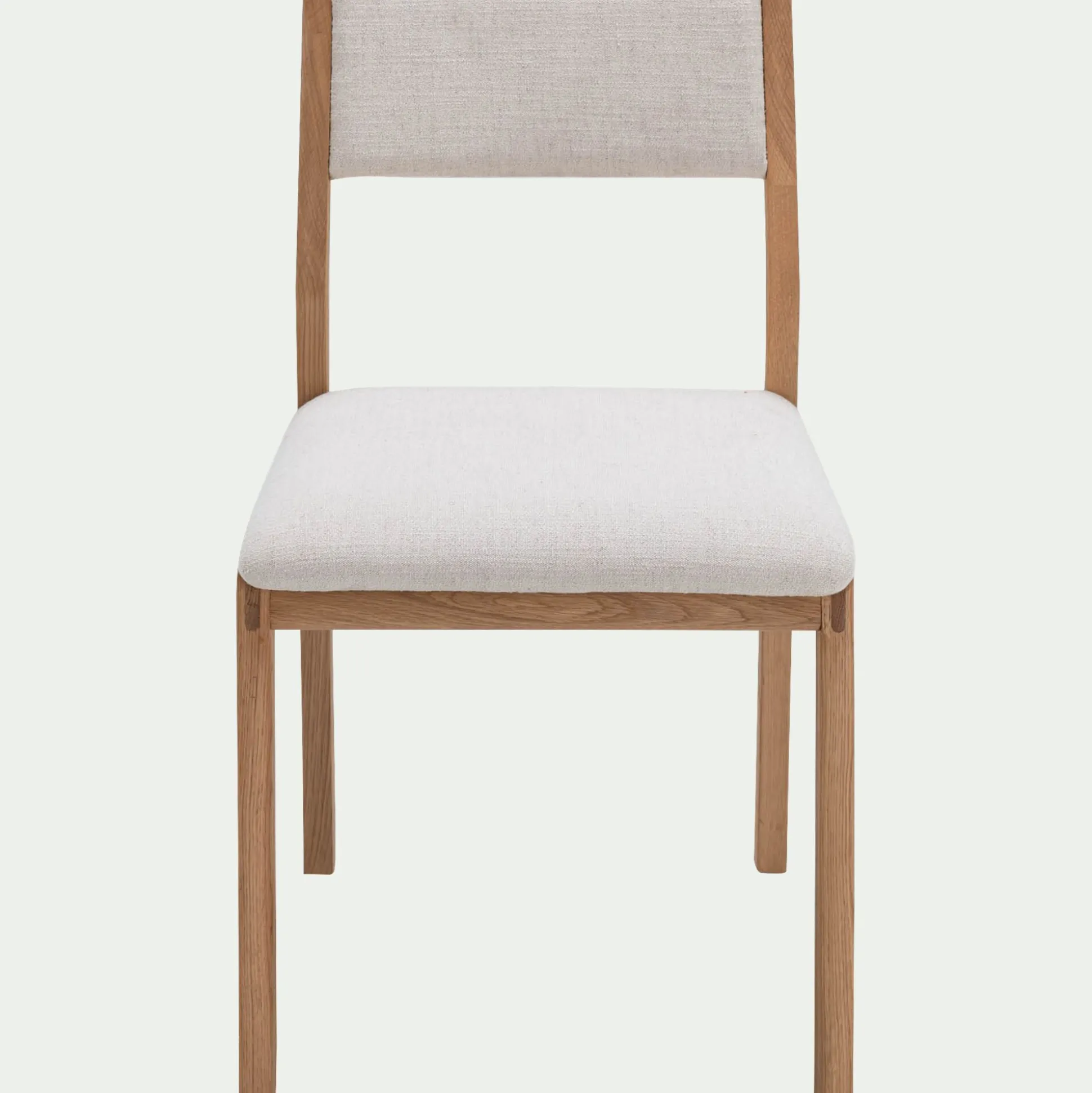 Chaise de repas en chêne massif et tissu - blanc écru