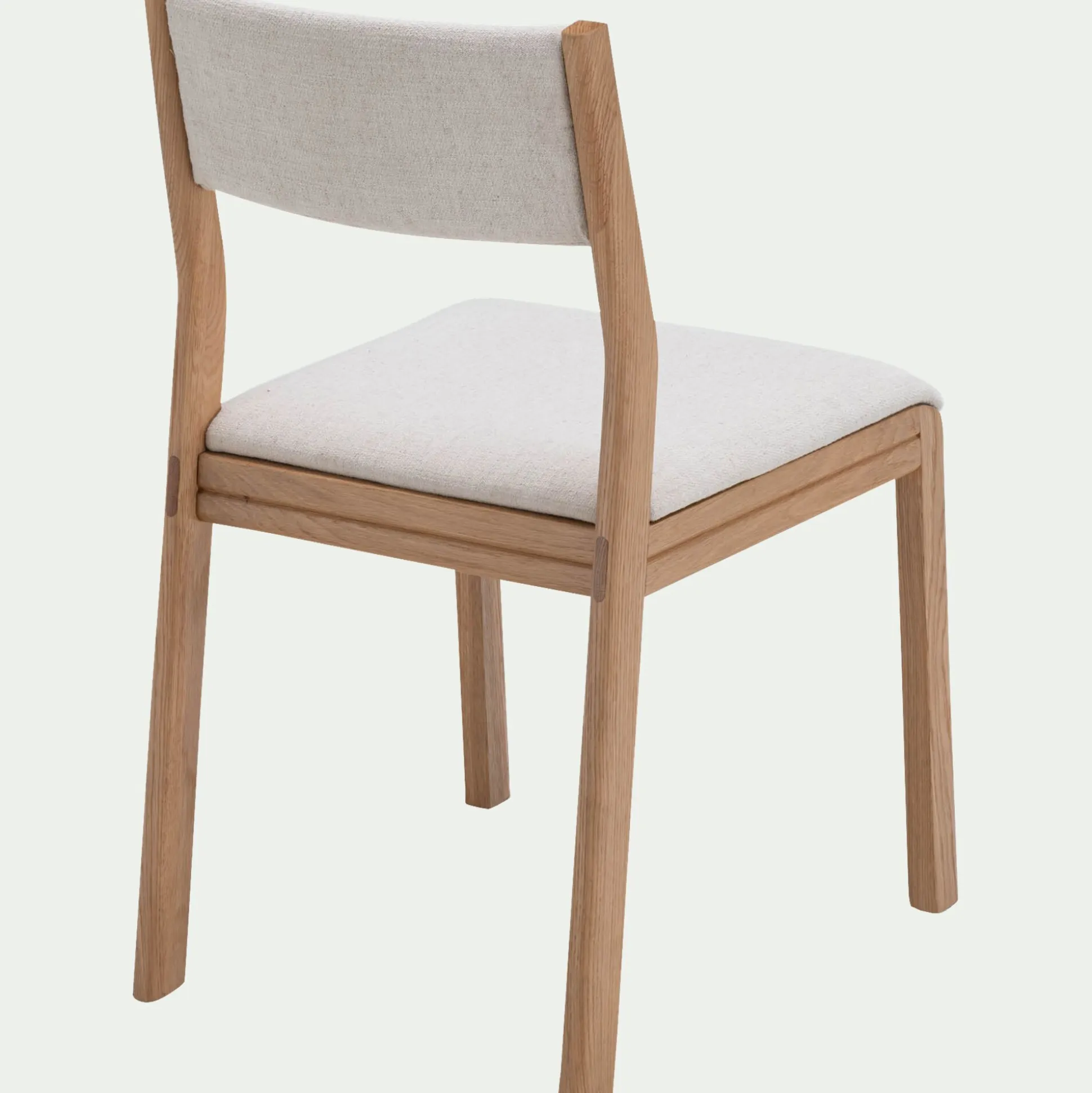 Chaise de repas en chêne massif et tissu - blanc écru