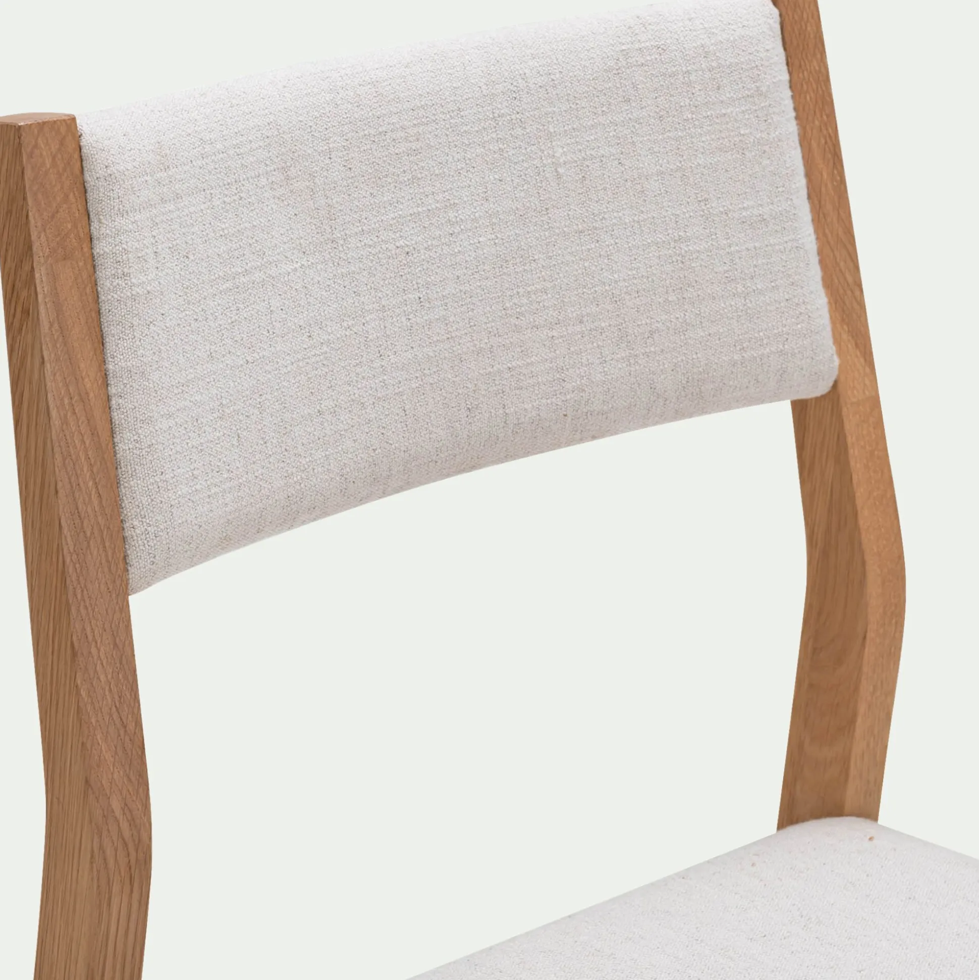 Chaise de repas en chêne massif et tissu - blanc écru