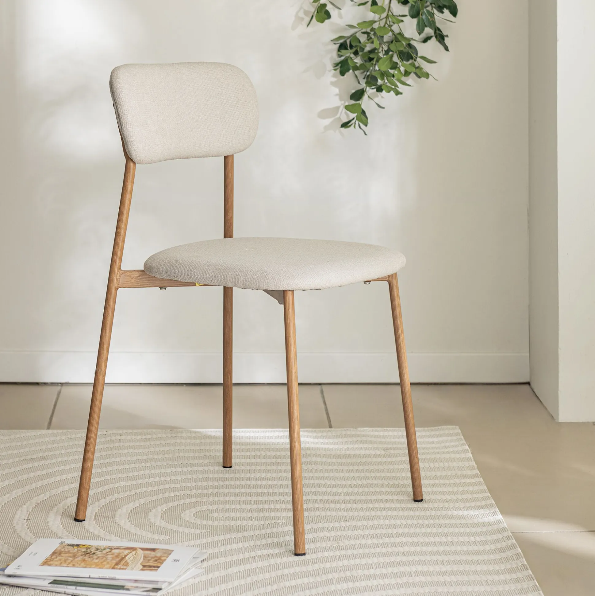 Chaise de repas en tissu - beige