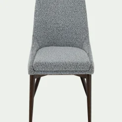 Chaise de repas en tissu bouclette rasé - gris clair