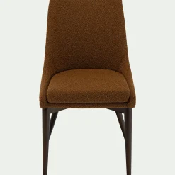 Chaise de repas en tissu bouclette rasé - brun chataignier