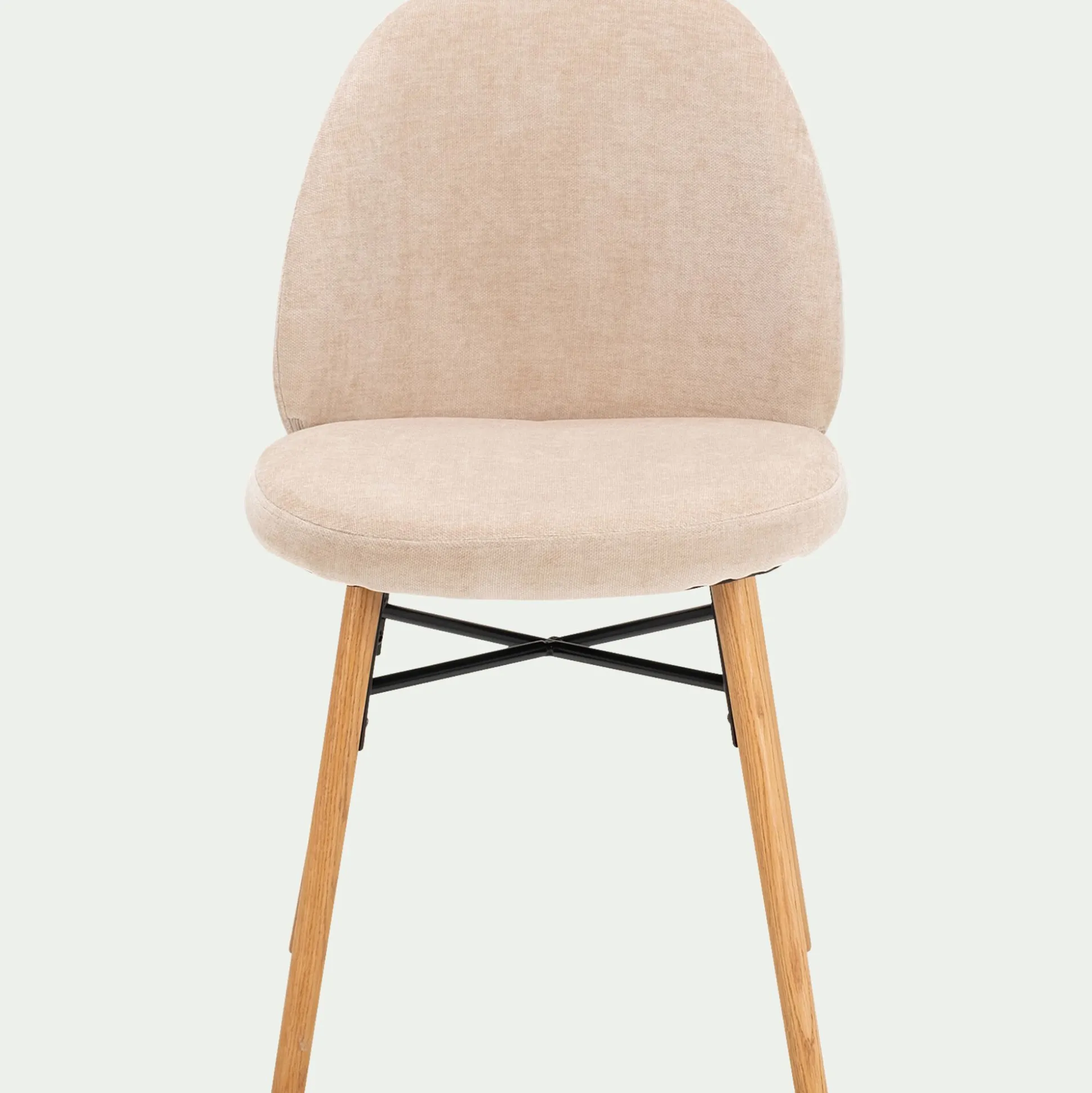 Chaise de repas en tissu et chêne - beige
