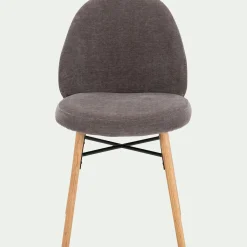 Chaise de repas en tissu et chêne - gris ardoise