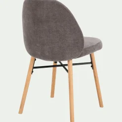 Chaise de repas en tissu et chêne - gris ardoise