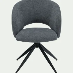 Chaise de repas pivotante avec accoudoirs en tissu - gris