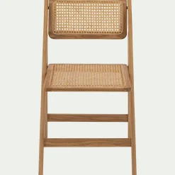 Chaise de repas pliante en hêtre et cannage - naturel