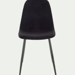 Chaise en acier effet bois et tissu - noir