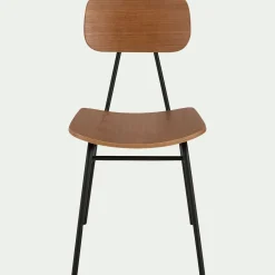 Chaise en bois de frêne et acier - bois foncé