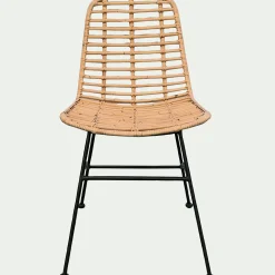 Chaise en rotin tressé et acier - naturel