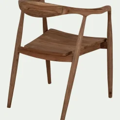Chaise en teck avec accoudoirs - bois foncé