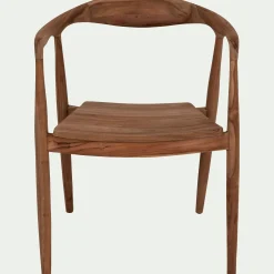 Chaise en teck avec accoudoirs - bois foncé