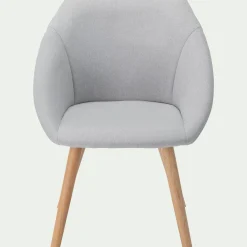 Chaise en tissu avec accoudoirs et piétement naturel - gris borie