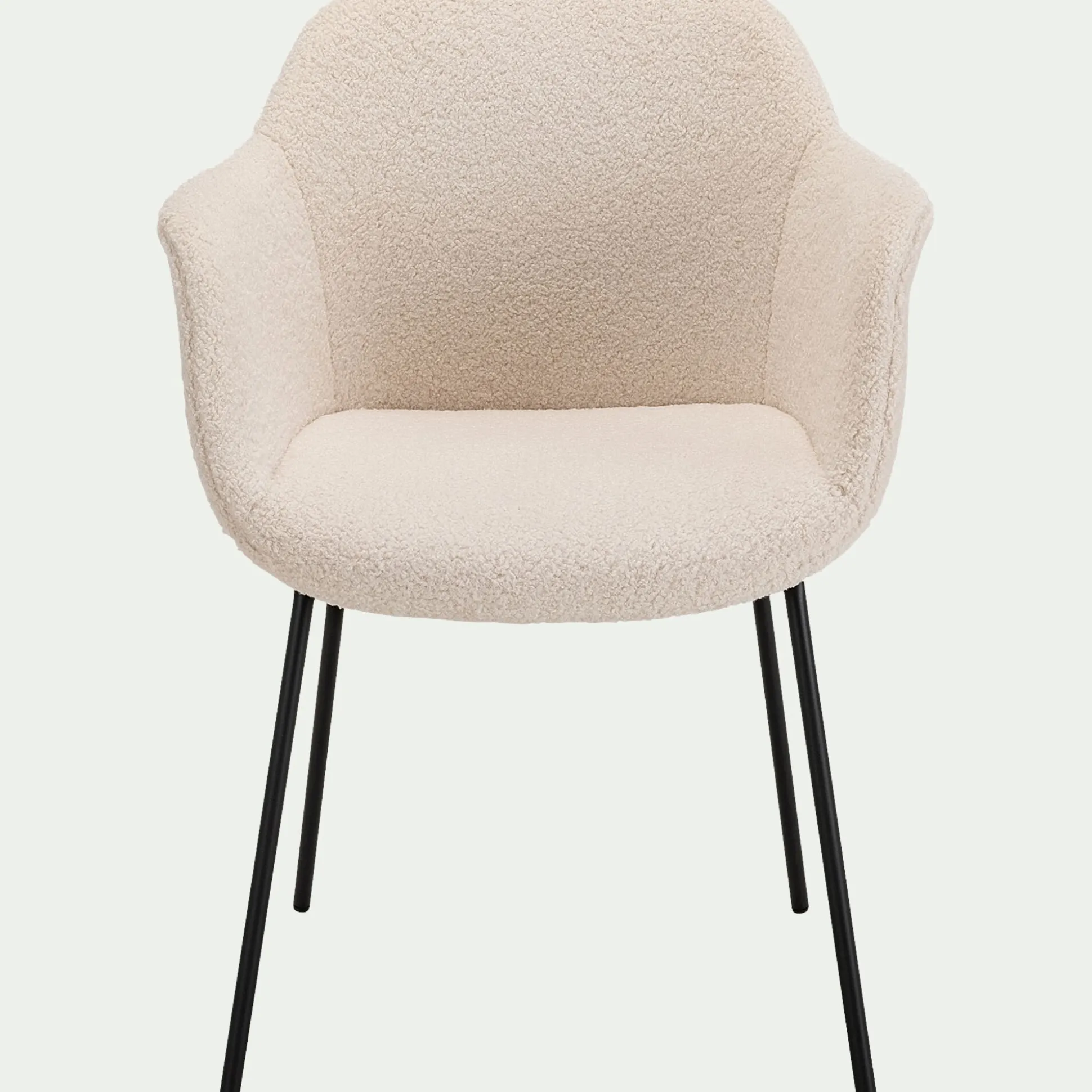 Chaise en tissu bouclette avec accoudoirs - blanc
