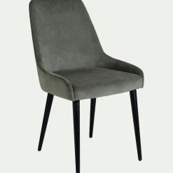 Chaise en tissu effet velours - vert cèdre