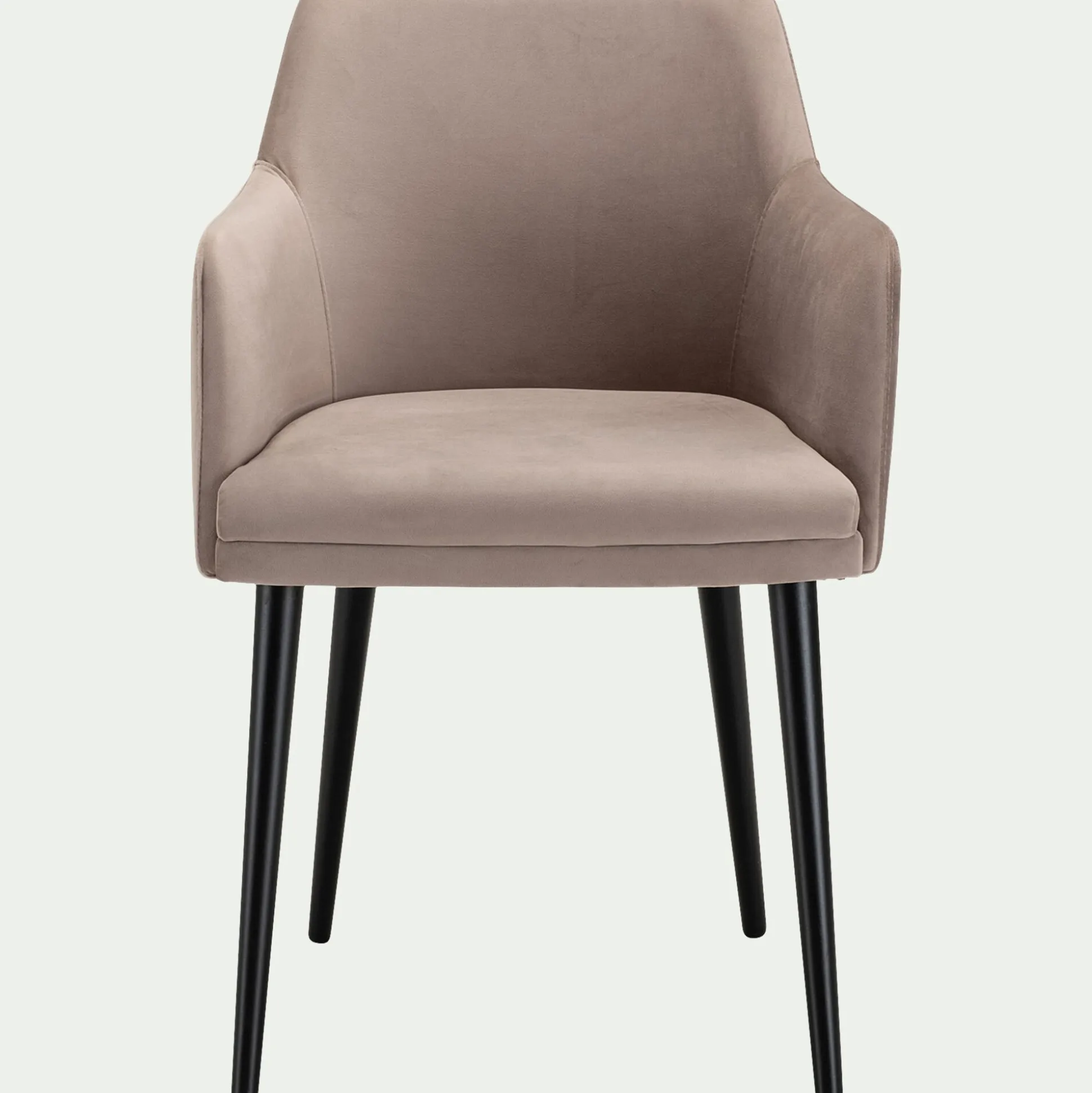 Chaise en tissu effet velours avec accoudoirs - gris