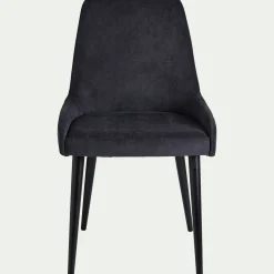 Chaise en tissu effet velours - noir