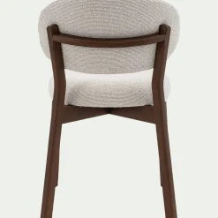 Chaise en tissu et bois de chêne foncé sans accoudoirs - beige