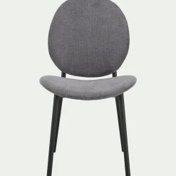 Chaise en tissu et bois d'eucalyptus - gris anthracite