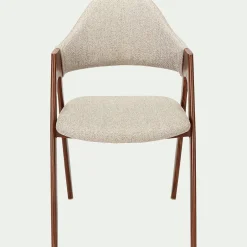 Chaise en tissu et effet bois foncé avec accoudoirs - beige alpilles