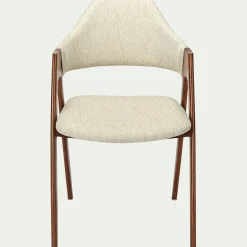 Chaise en tissu et effet bois foncé avec accoudoirs - beige roucas