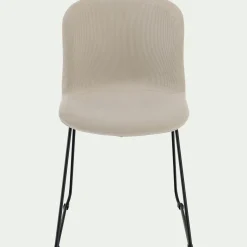 Chaise en tissu sans accoudoirs et pieds traineaux - beige