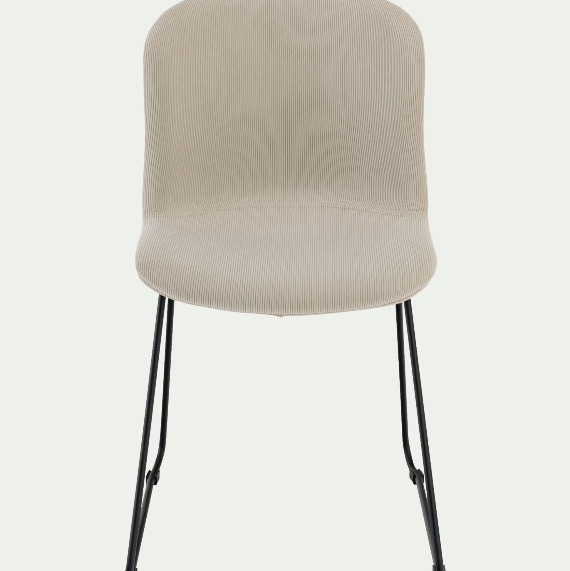 Chaise en tissu sans accoudoirs et pieds traineaux - beige