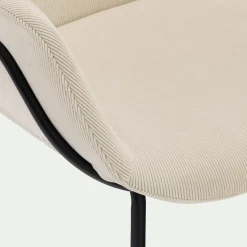 Chaise en velours côtelé avec accoudoirs - blanc ventoux
