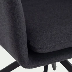 Chaise pivotante avec accoudoirs en tissu - noir