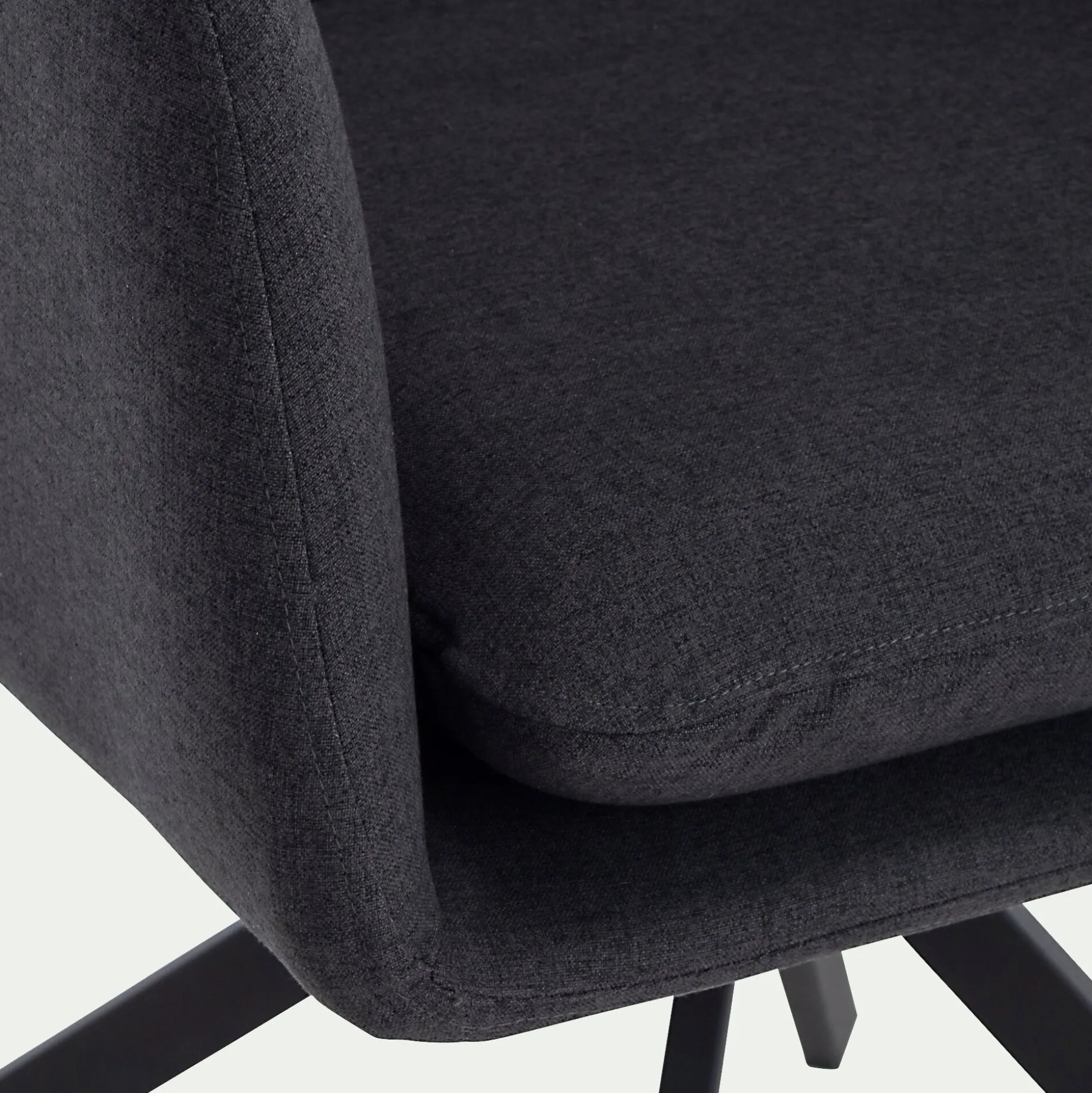 Chaise pivotante avec accoudoirs en tissu - noir
