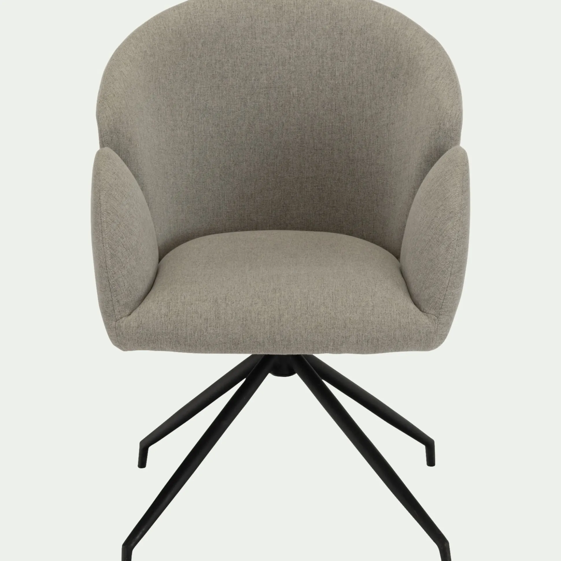 Chaise pivotante avec accoudoirs en tissu et piétement en fer - gris