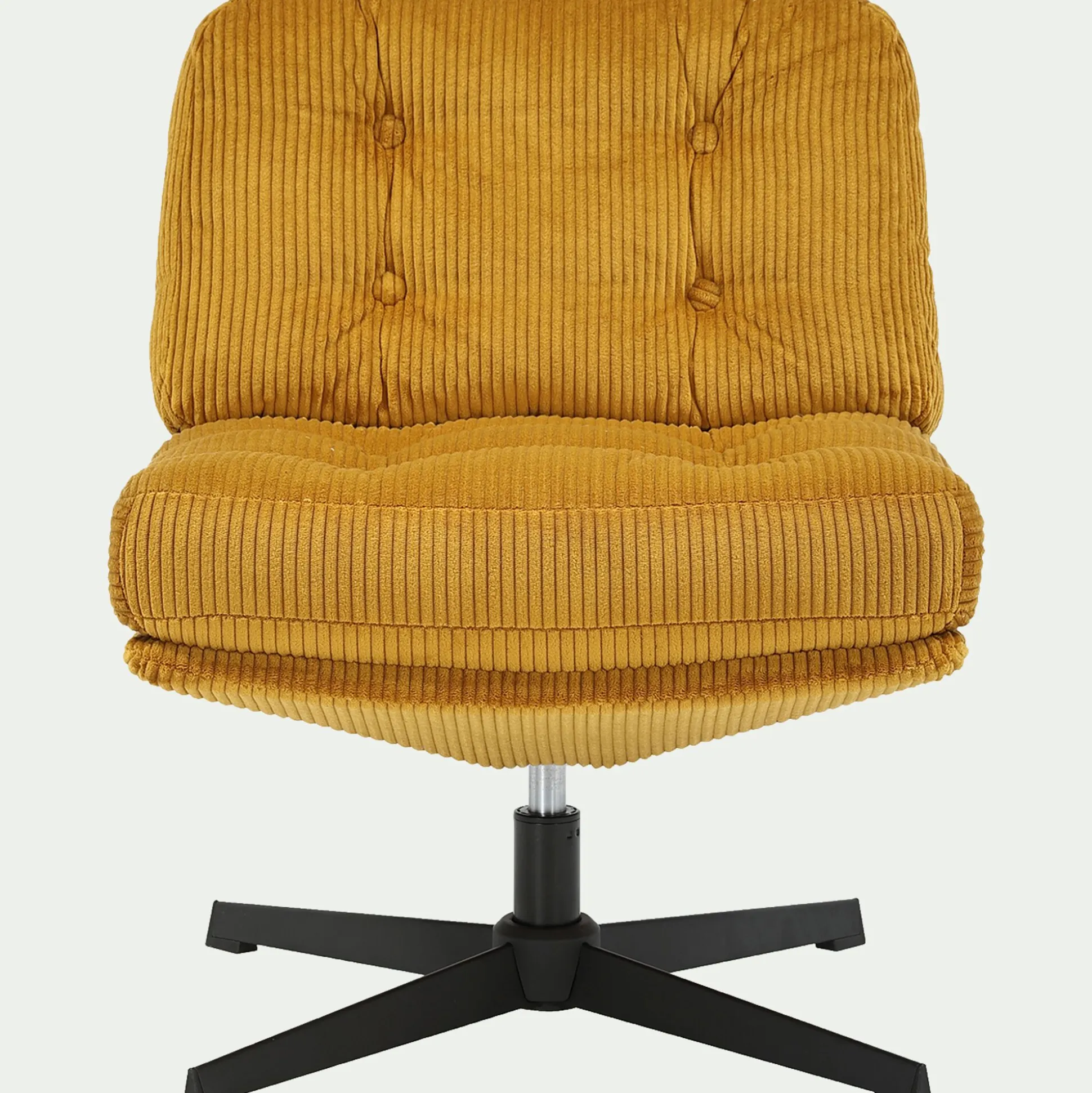 Chaise pivotante en velours côtelé et piétement en fer - jaune argan