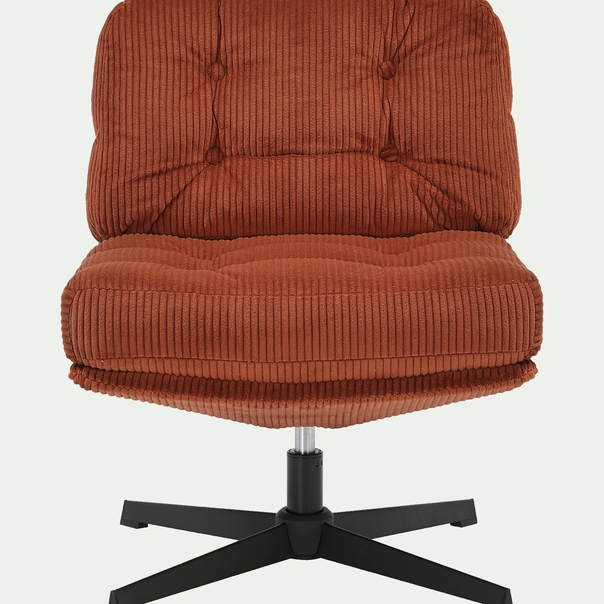 Chaise pivotante en velours côtelé et piétement en fer - brun rustrel