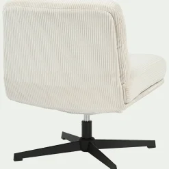 Chaise pivotante en velours côtelé et piétement en fer - beige