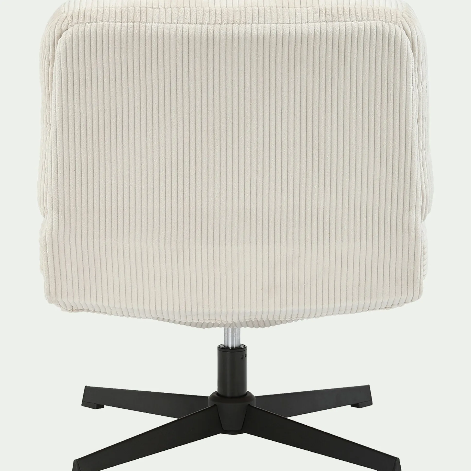 Chaise pivotante en velours côtelé et piétement en fer - beige