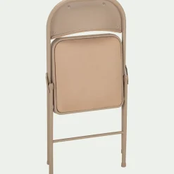Chaise pliante en métal et tissu - beige