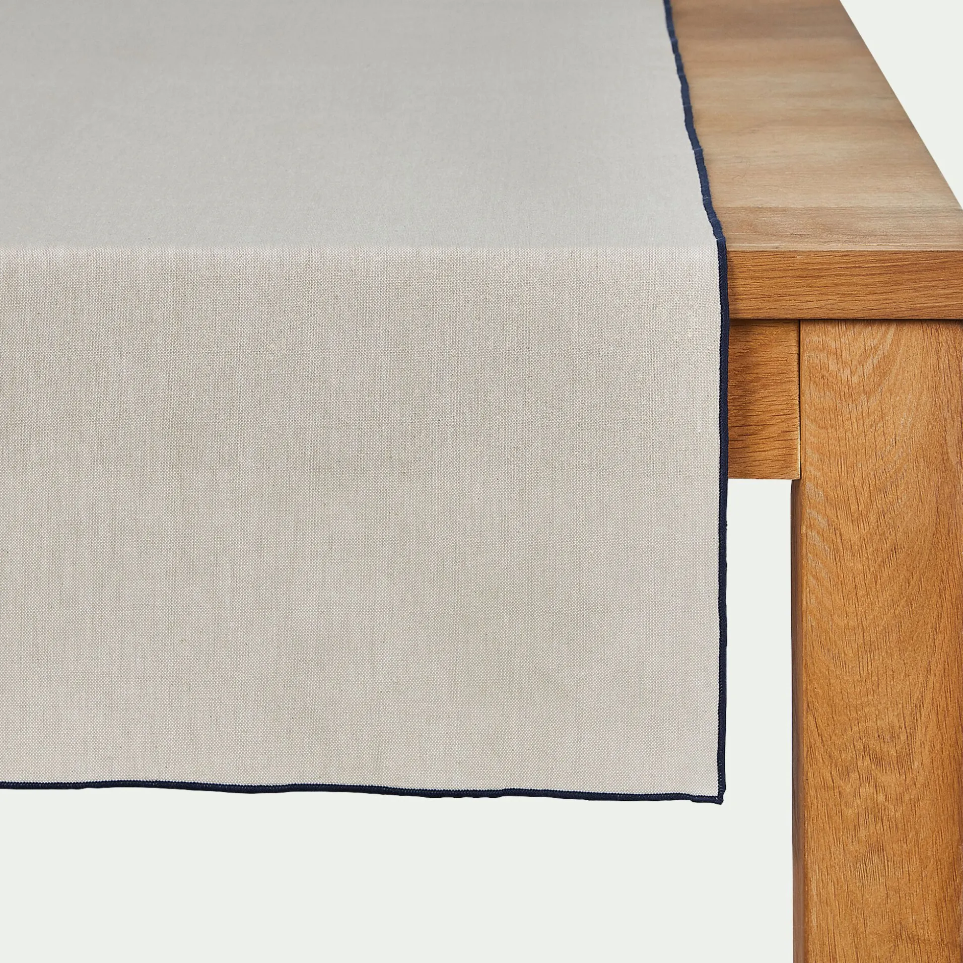 Chemin de table en coton finition point de bourdon 50x150cm - beige