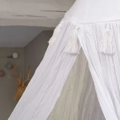 Ciel de lit en gaze de coton H220cm - blanc