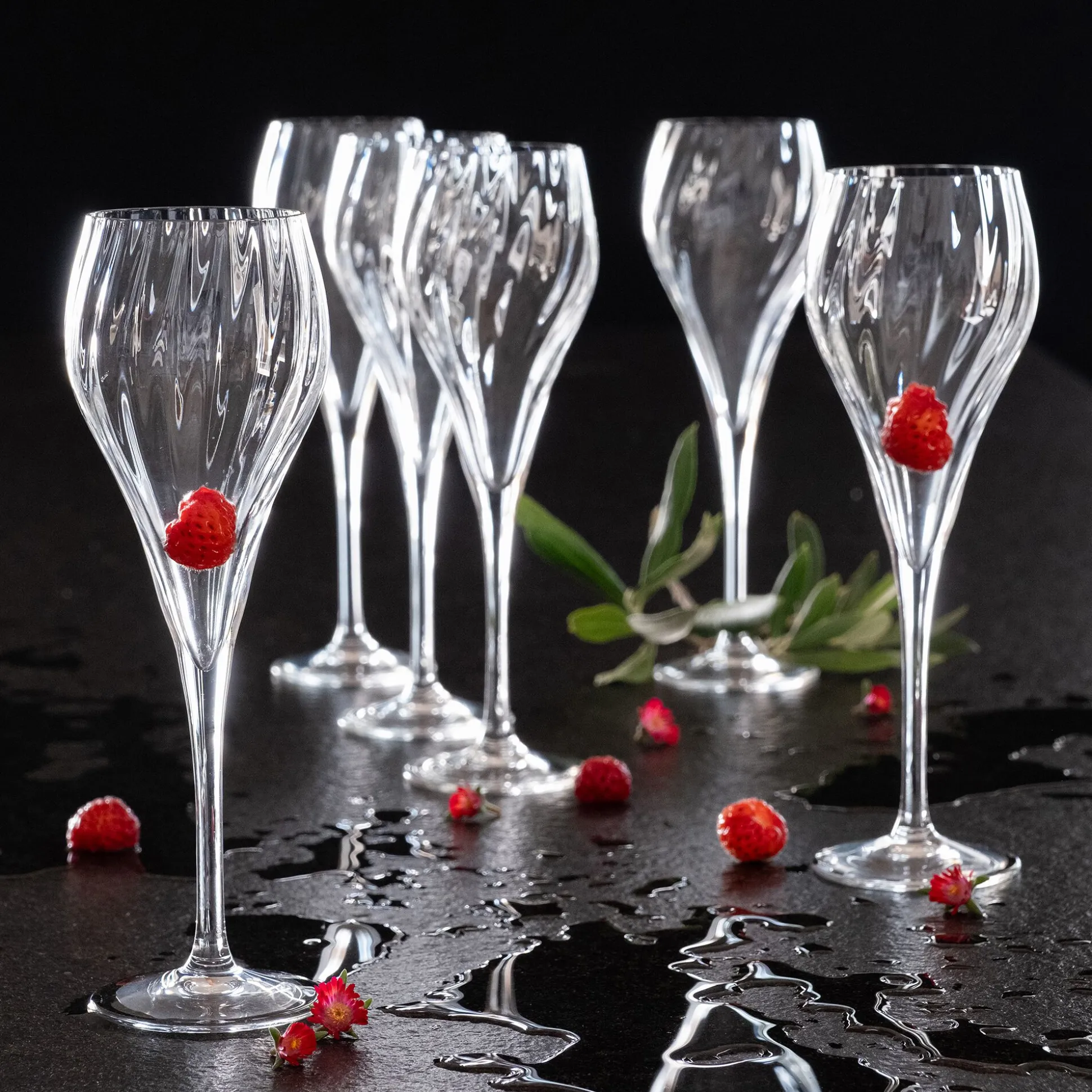Coffret de 6 flûtes à champagne en cristallin 16cl - transparent