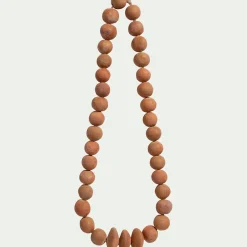 Collier décoratif de perles en terre cuite L50cm - marron
