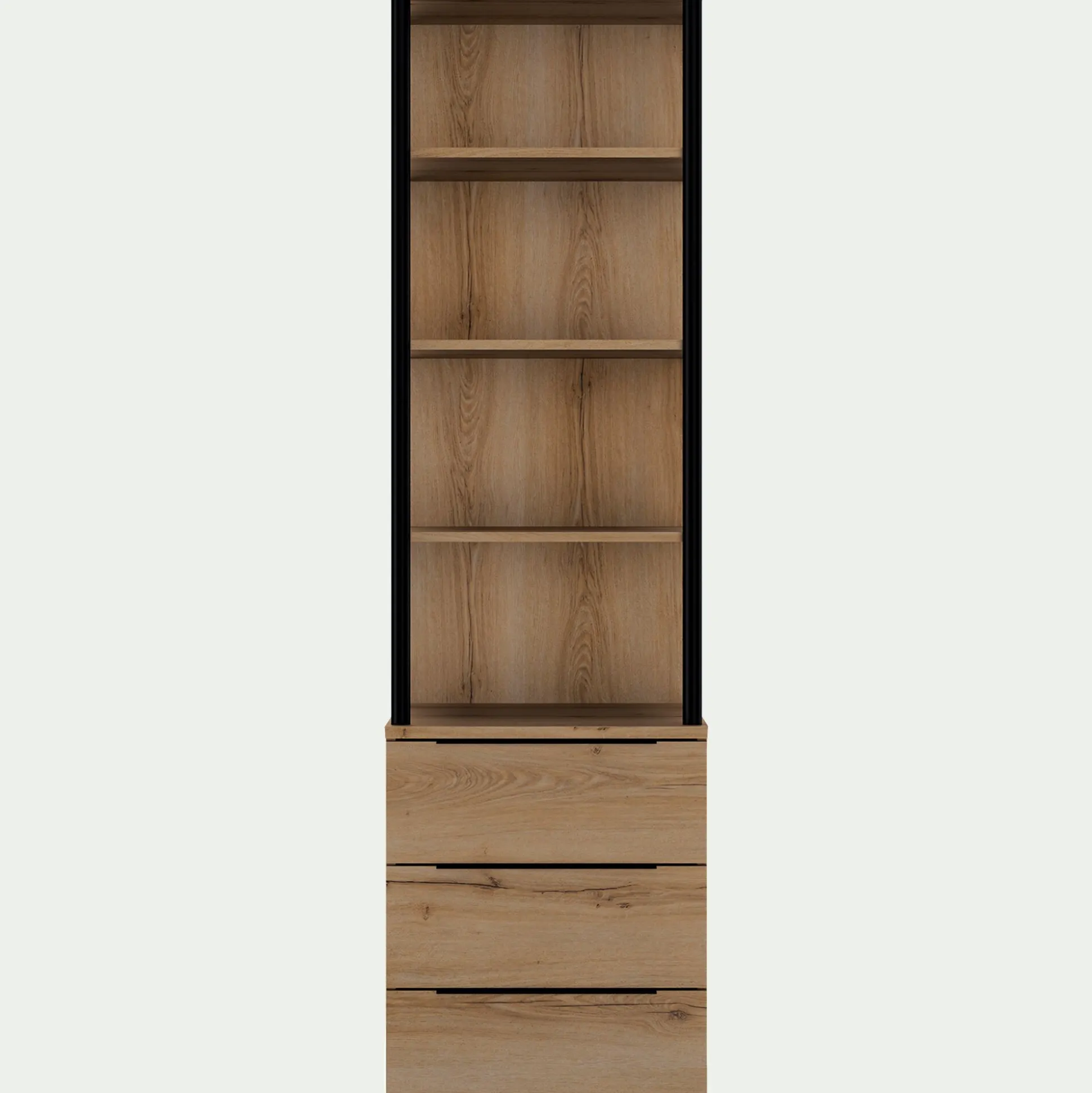 Colonne de rangement 3 tiroirs en bois H210cm - bois clair