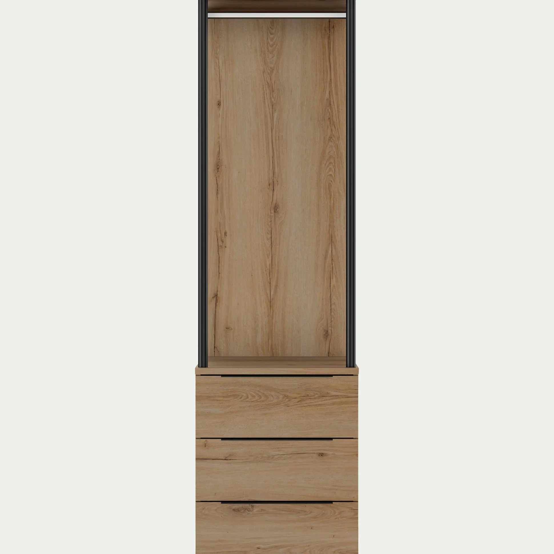 Colonne de rangement 3 tiroirs en bois H210cm - bois clair
