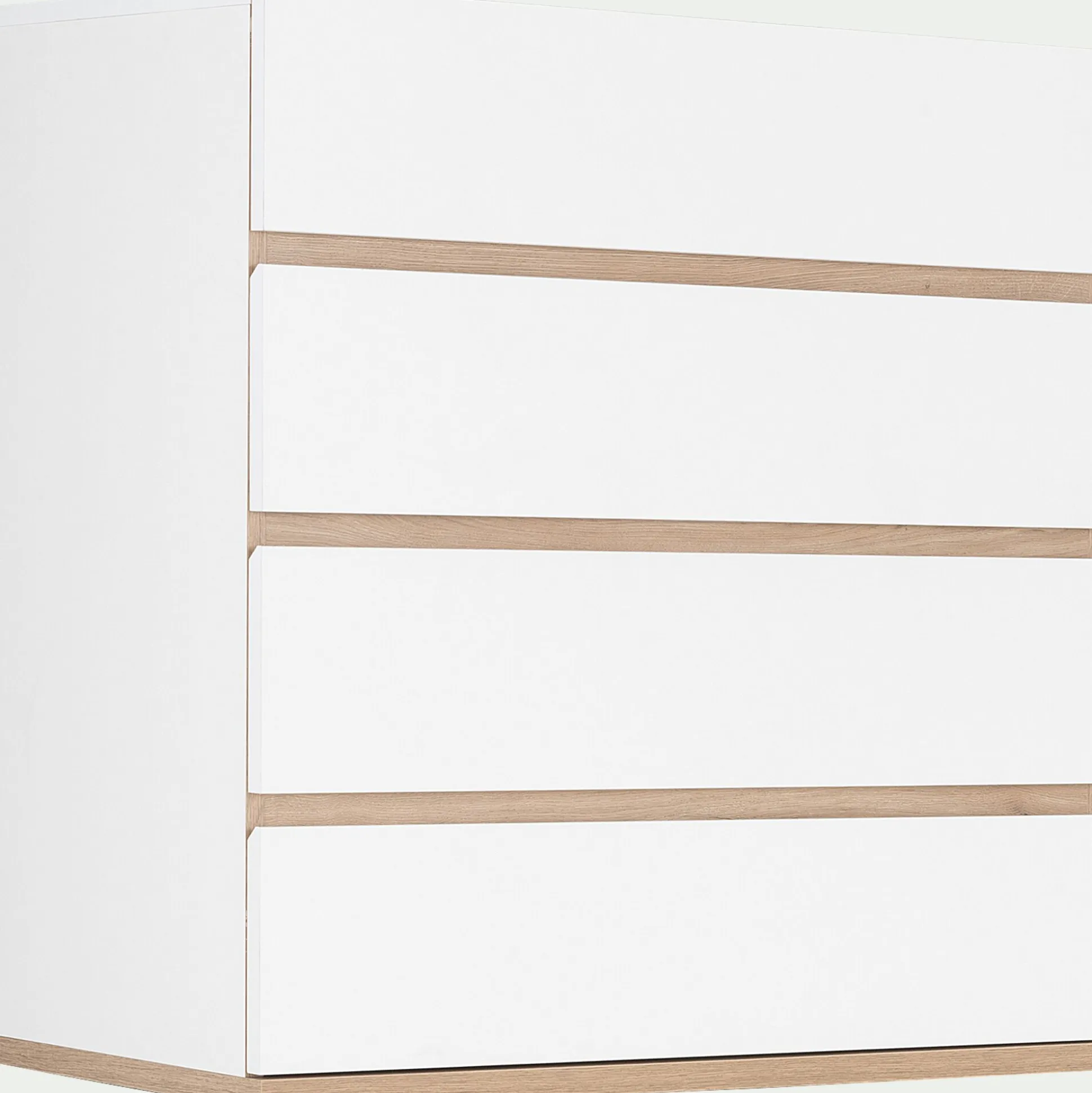 Commode module 4 tiroirs en bois effet chêne H94XL94cm - blanc